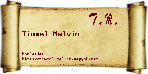 Timmel Malvin névjegykártya